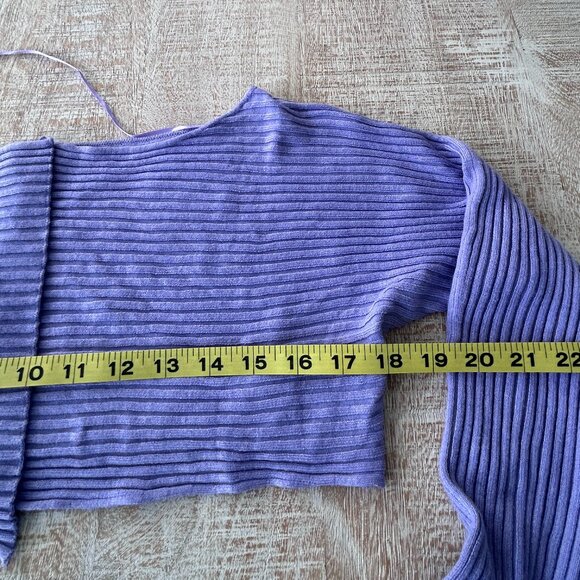 Urban Outfitters Purple Ribbed Cardigan Cropped Sweater Long Sleeves Size M NWT - Picture 6 of 7